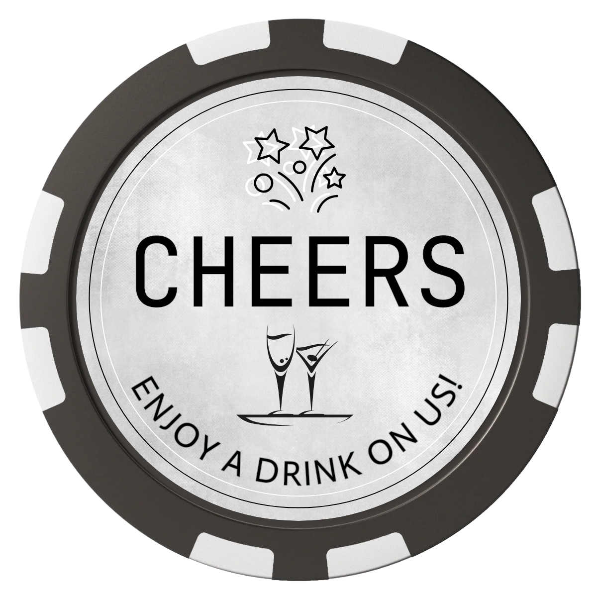 Chique Wedding Token Composite Poker Chips - Black / 8 Stripe - Front