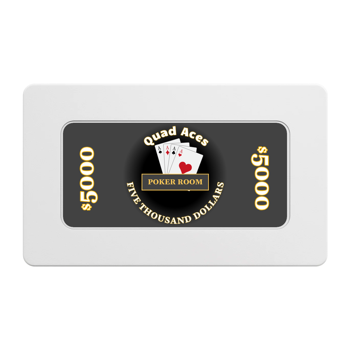 Quad Aces Rectangular Poker Chip Plaques - White - Front