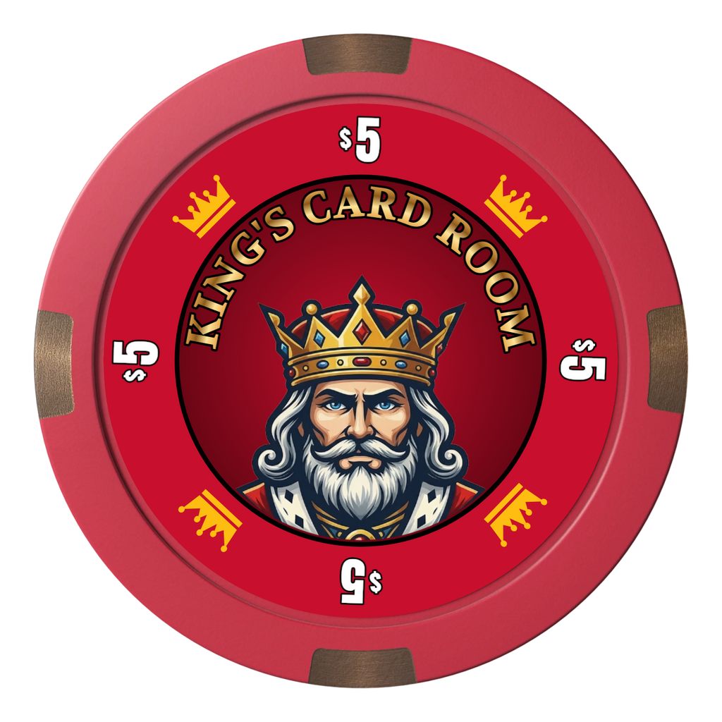 Kings Composite & Metal Hybrid Poker Chips - Red - Front