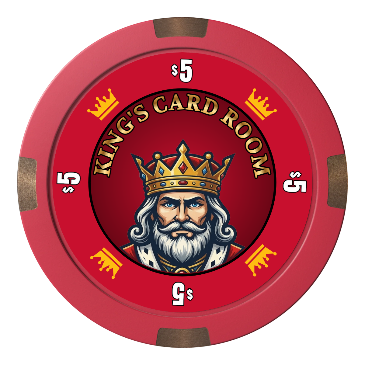 Kings Composite & Metal Hybrid Poker Chips - Red - Front