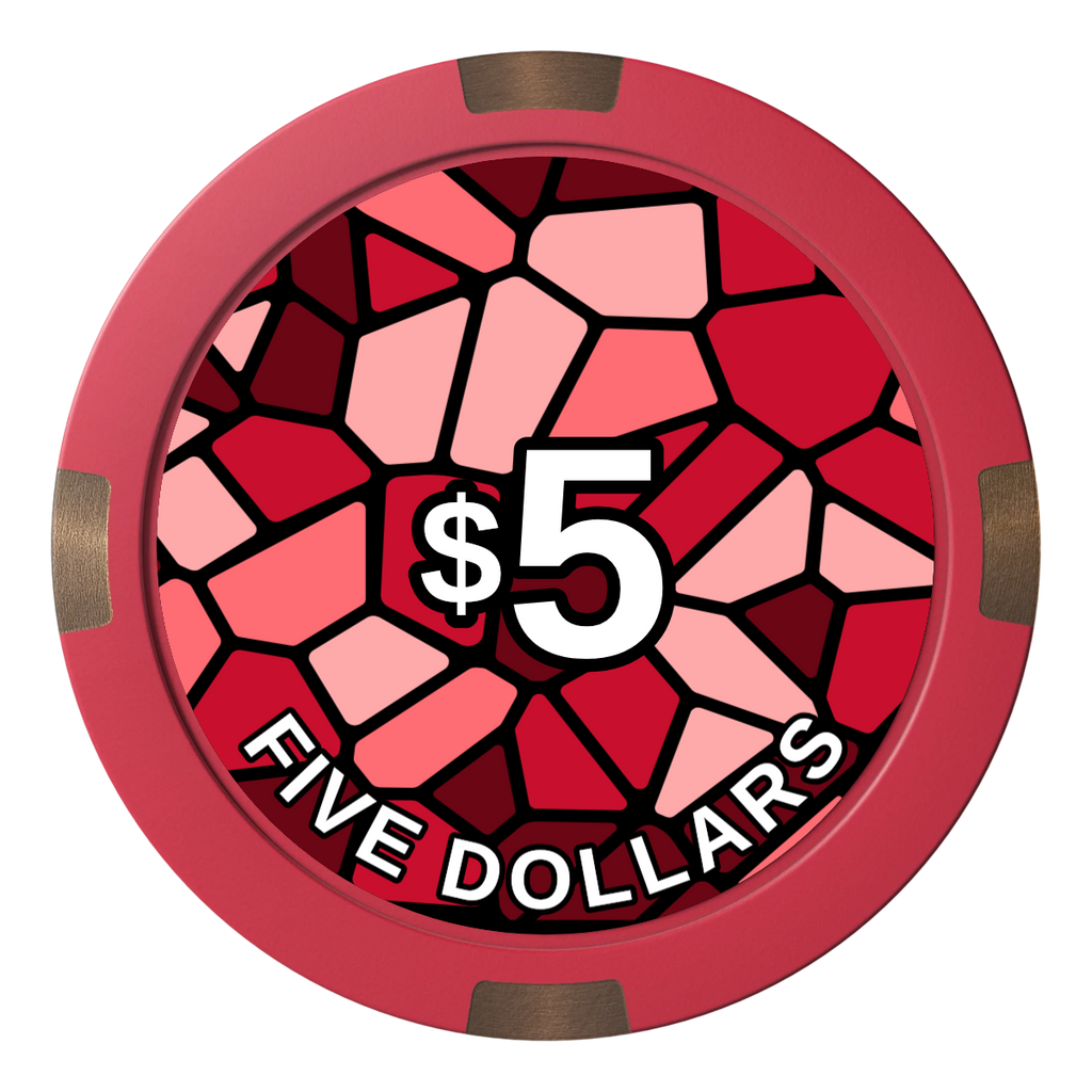 Stained Glass Composite & Metal Hybrid Poker Chips - Red - Back