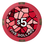 Stained Glass Composite & Metal Hybrid Poker Chips - Red - Back