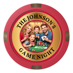 Family Game Night Composite & Metal Hybrid Poker Chips - Red - Back