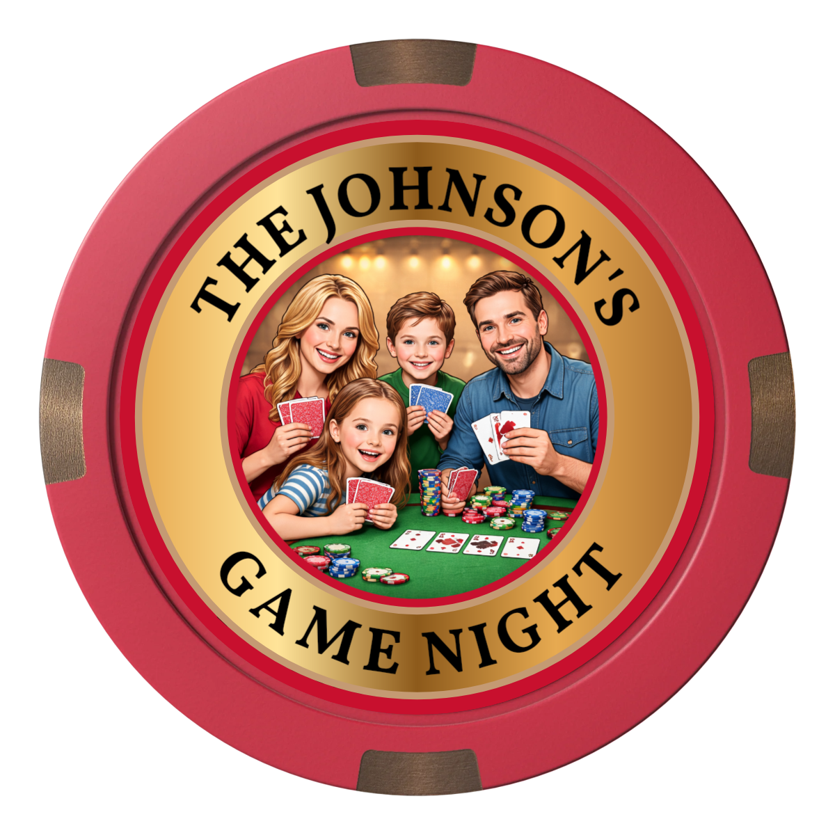 Family Game Night Composite & Metal Hybrid Poker Chips - Red - Back