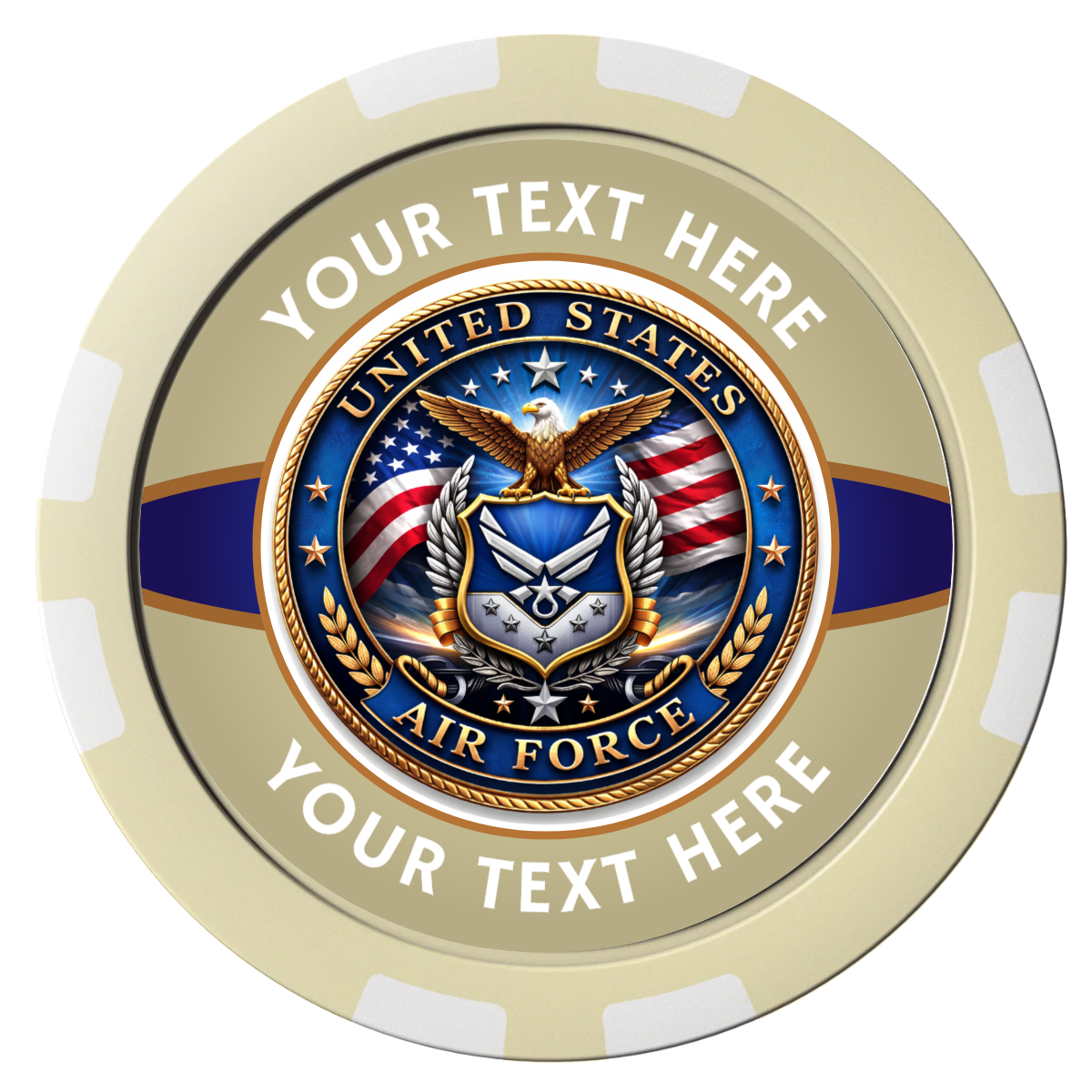Air Force Composite Poker Chips - Ivory / 8 Stripe - Front