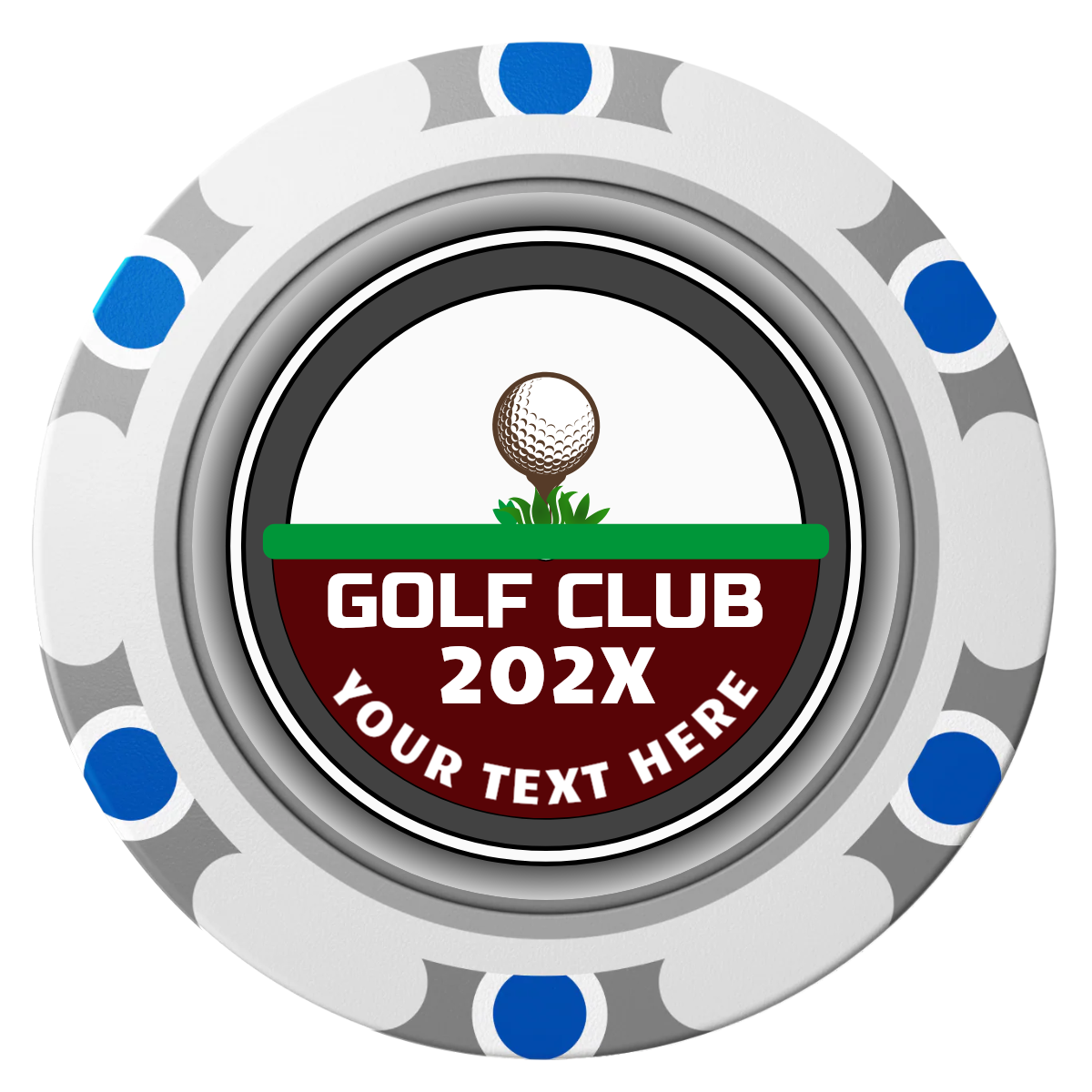 Teed Up Clay Poker Chips - White / Monte Carlo / 40mm - Front