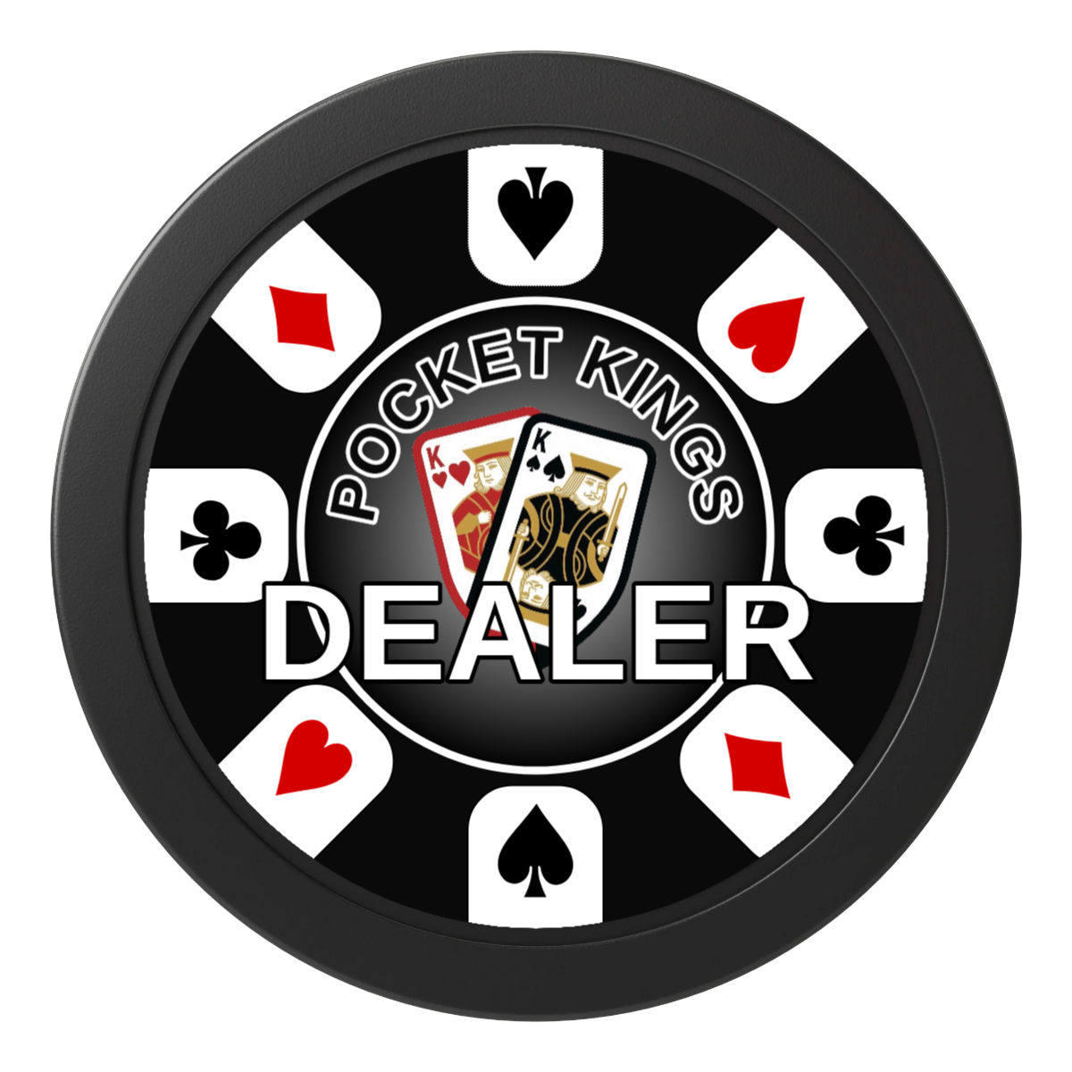 Pocket Kings 2" Composite Dealer Button - Black - Front
