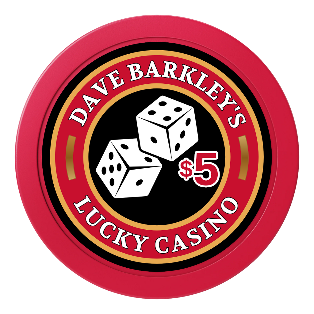 Dave's Lucky Casino 2" Oversized Poker Chips - Red - Front