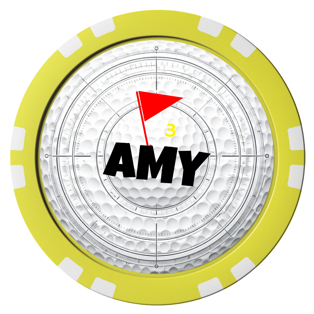 Ball Marcus Jr. Composite Poker Chips - Yellow / Double Stripe - Front