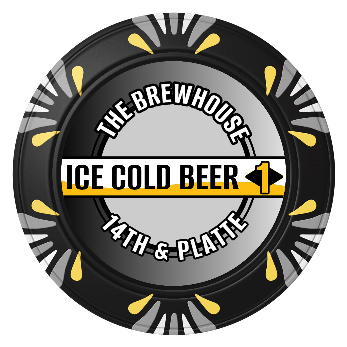 Ice Cold Beer Drink Token Clay Poker Chips - Black / Macau / 40mm - Front