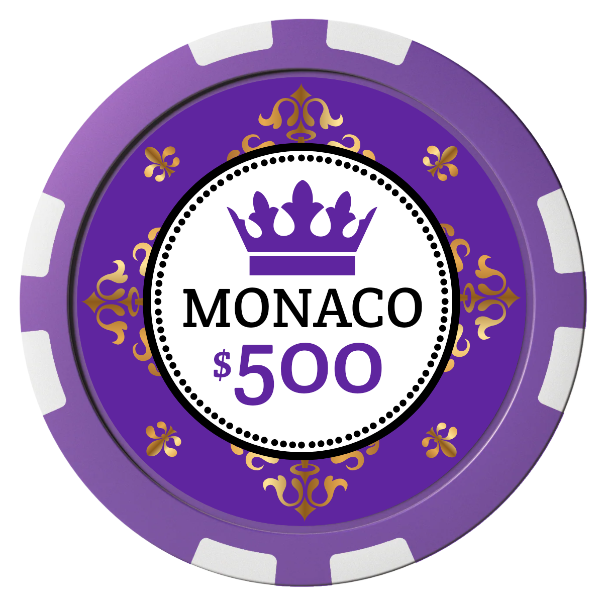 Monaco #001 Composite Poker Chips - Purple / 8 Stripe - Front