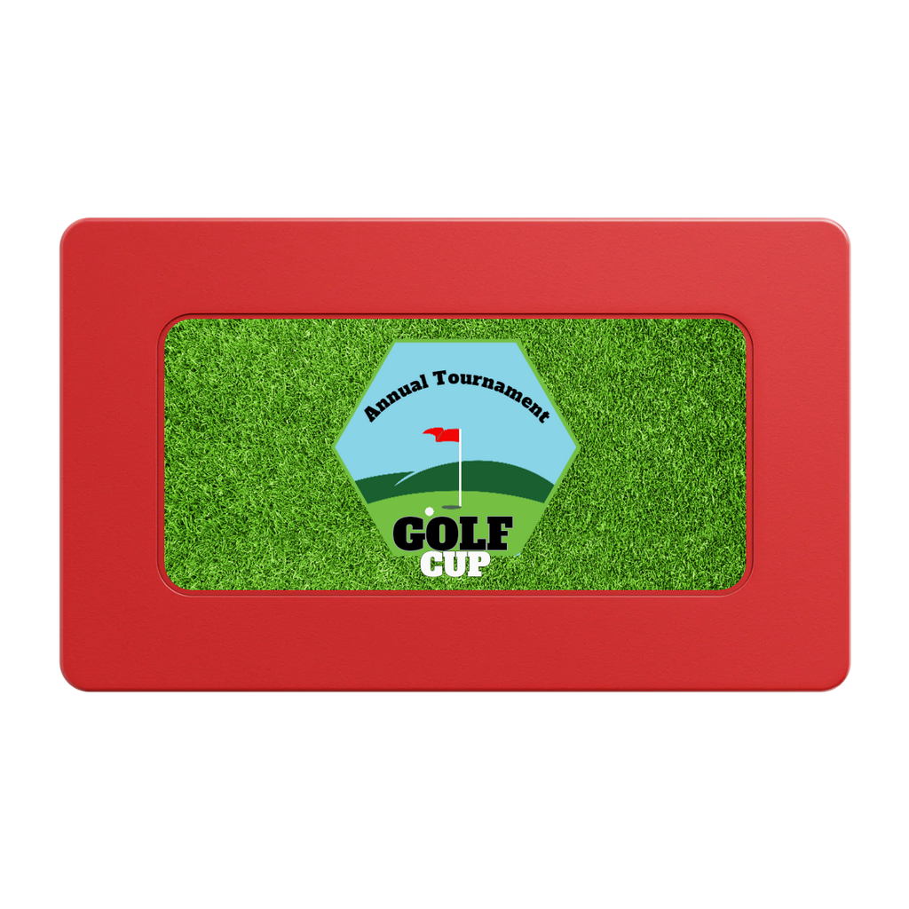 Golf Cup Rectangular Poker Chip Plaques - Red - Back
