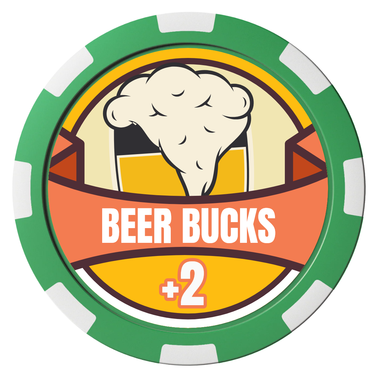 Banner Brew Magnetic Composite Poker Chips - Green / 8 Spot - Back