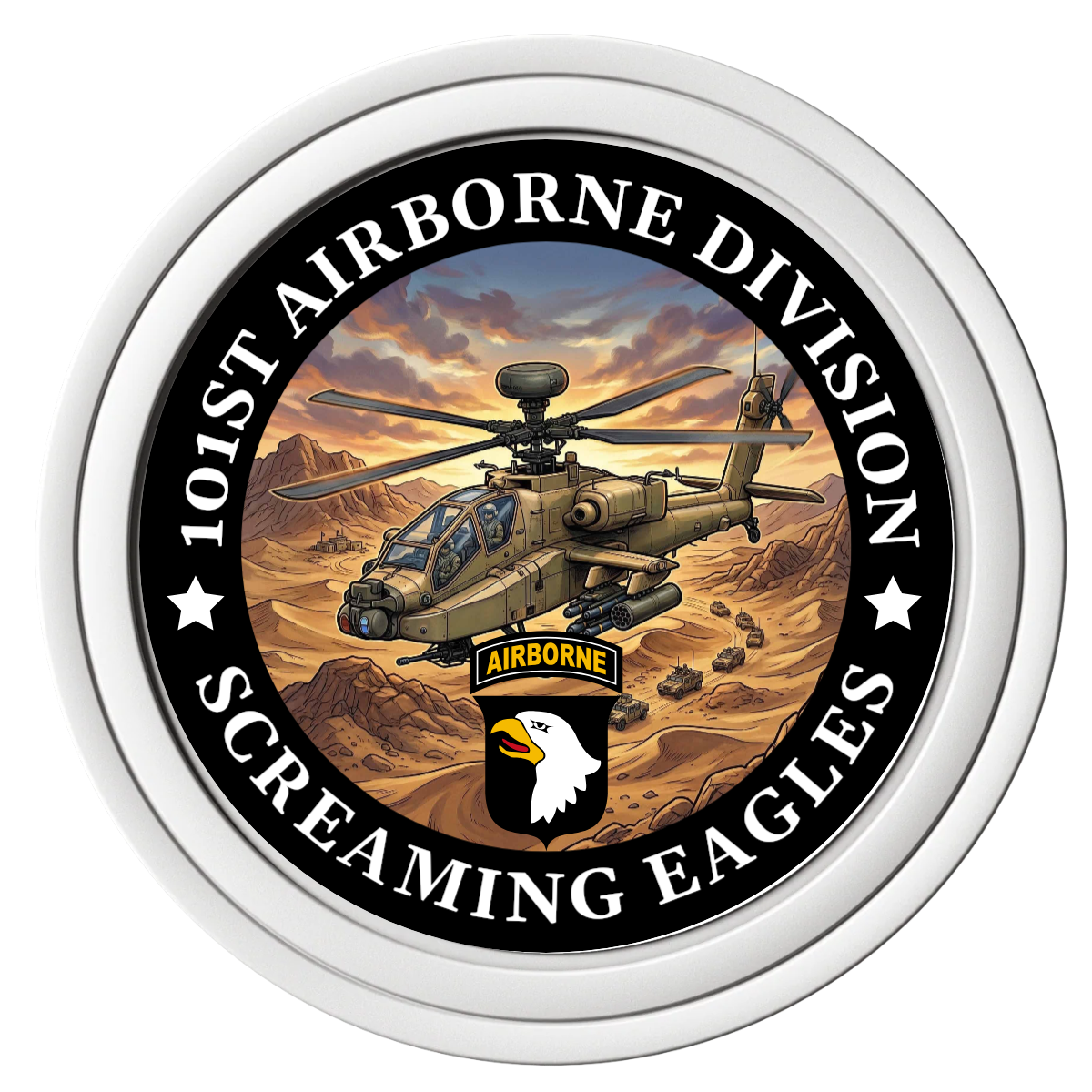 Army Airborne Composite Poker Chips - White / Solid - Front