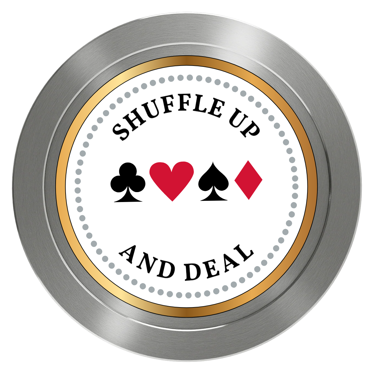Fours Suits Club Aluminum Poker Card Guards - Silver - Front