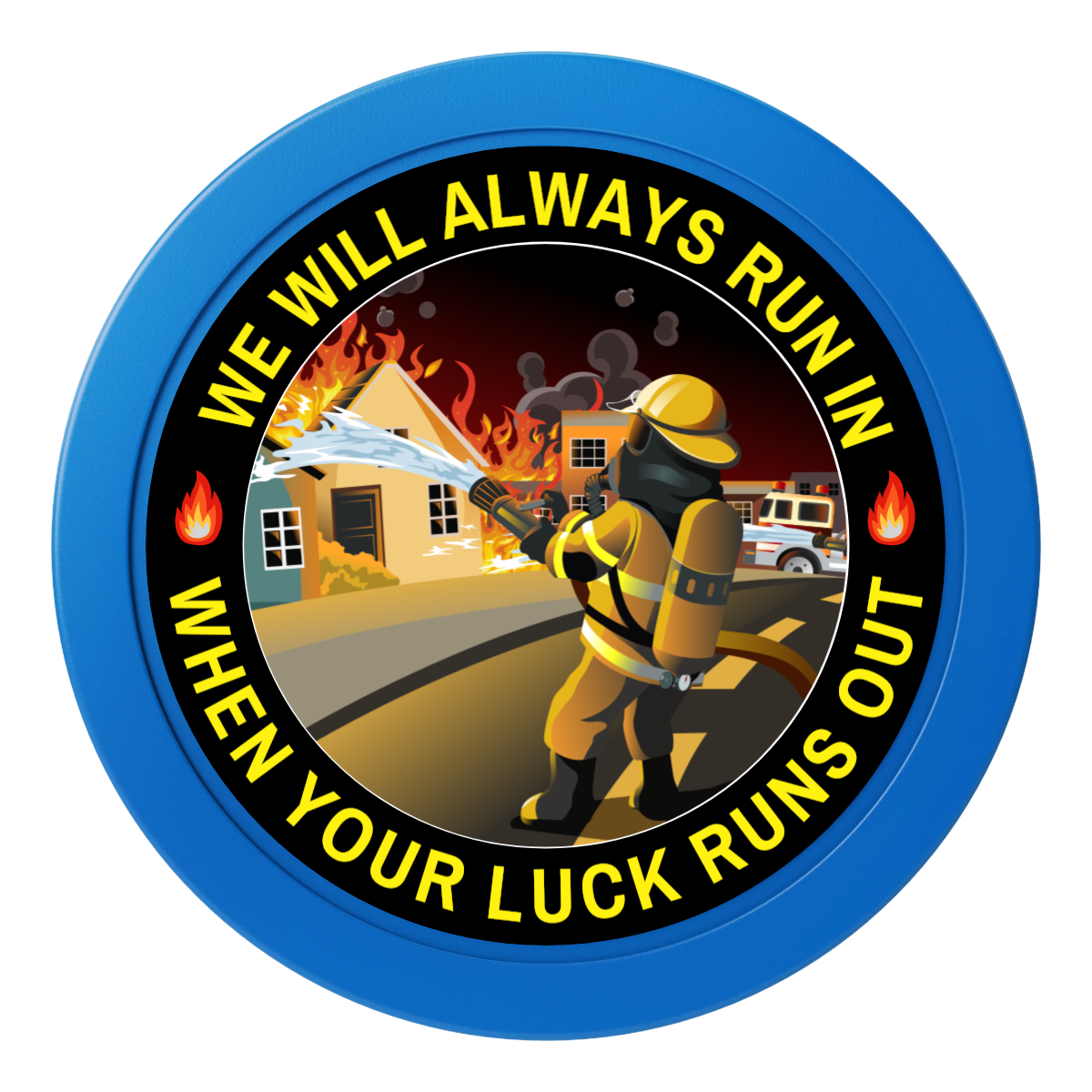 Firefighter Maltese Cross 2" Oversized Poker Chips - Blue - Front