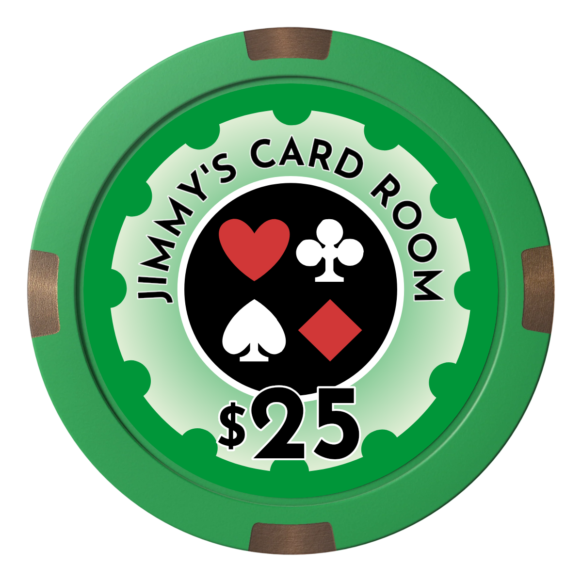 Your Four Suits Composite & Metal Hybrid Poker Chips - Green - Front