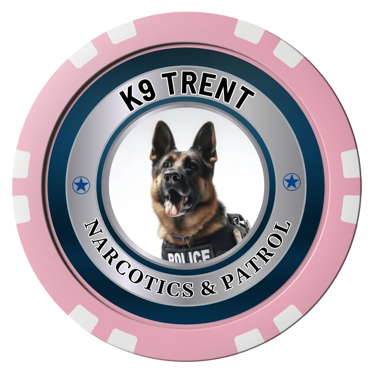 K-9 Trent Composite Poker Chips - Pink / Double Stripe - Front
