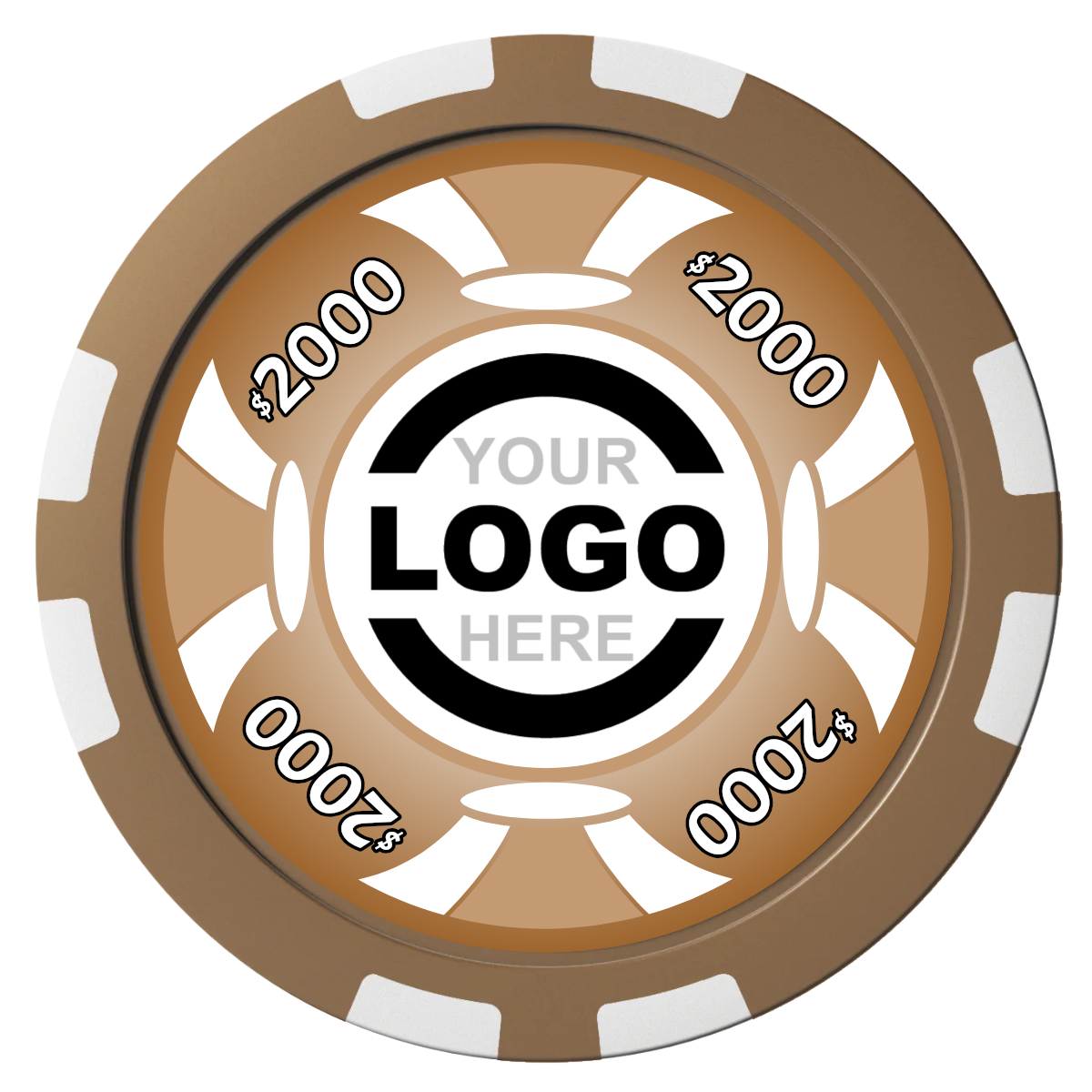 Alan Baker 4-2S A Composite Poker Chips - Brown / 8 Stripe - Front