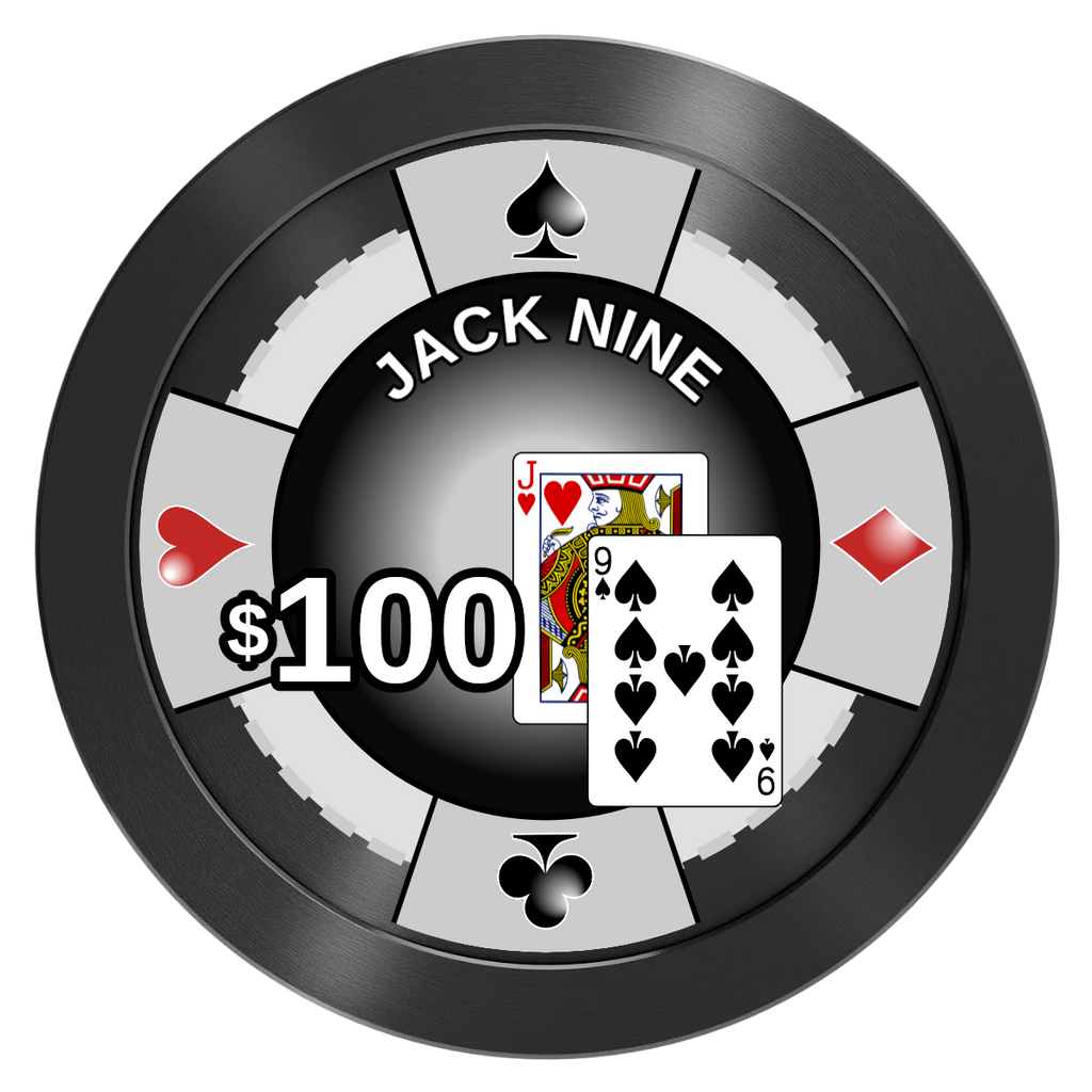 Jack Nine Card Room Aluminum Poker Chips - Black - Back