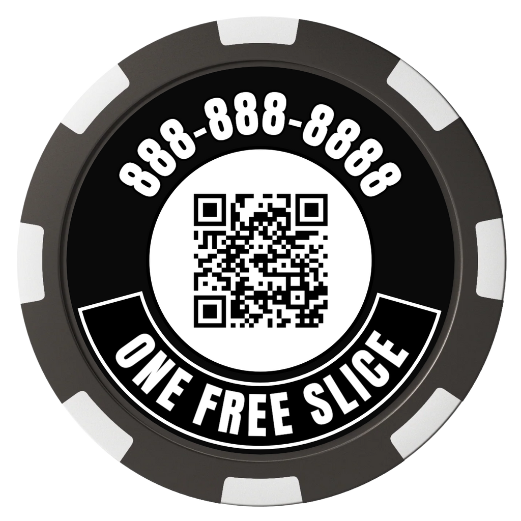Brew Pub or Pizzeria with Logo Magnetic Composite Poker Chips - Black / 8 Spot - Back