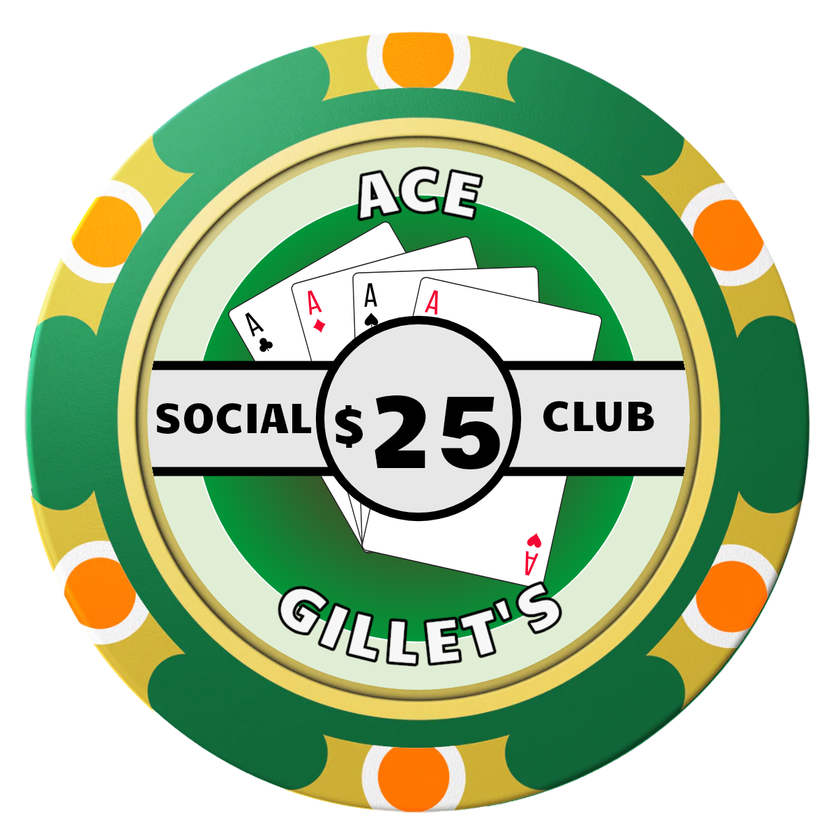 Ace Gillet's Clay Poker Chips - Green / Monte Carlo / 40mm - Front