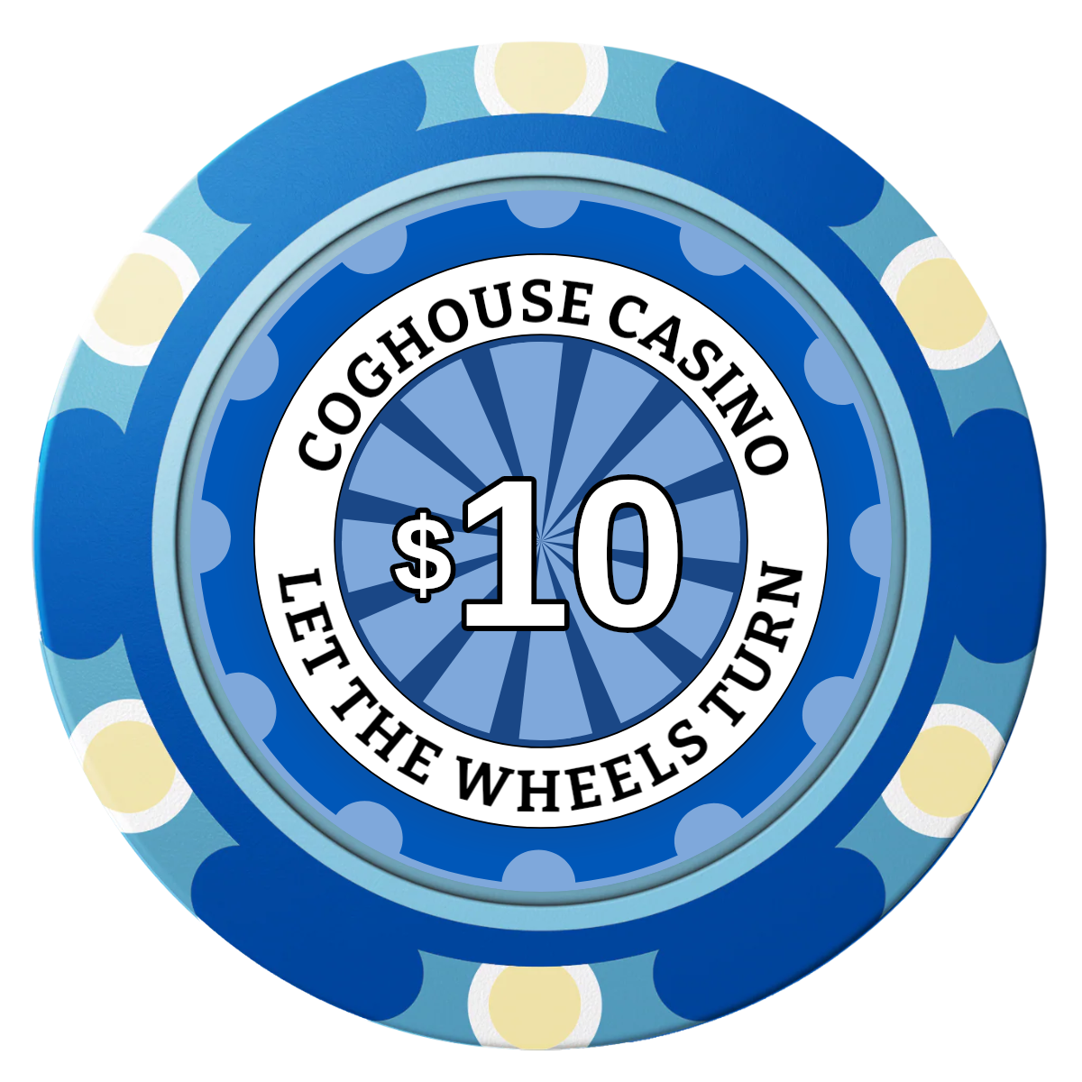 Cog House Clay Poker Chips - Blue / Monte Carlo / 40mm - Front
