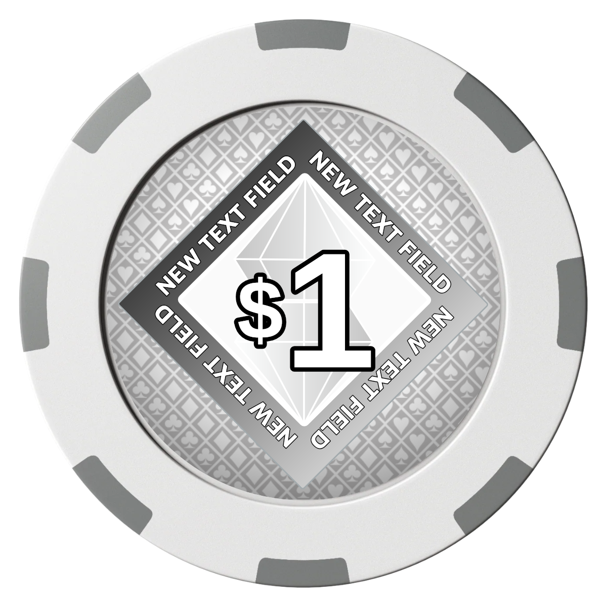 Diamond in the Rough Clay Poker Chips - White / 8 Spot (2 Tone) / 40mm - Front