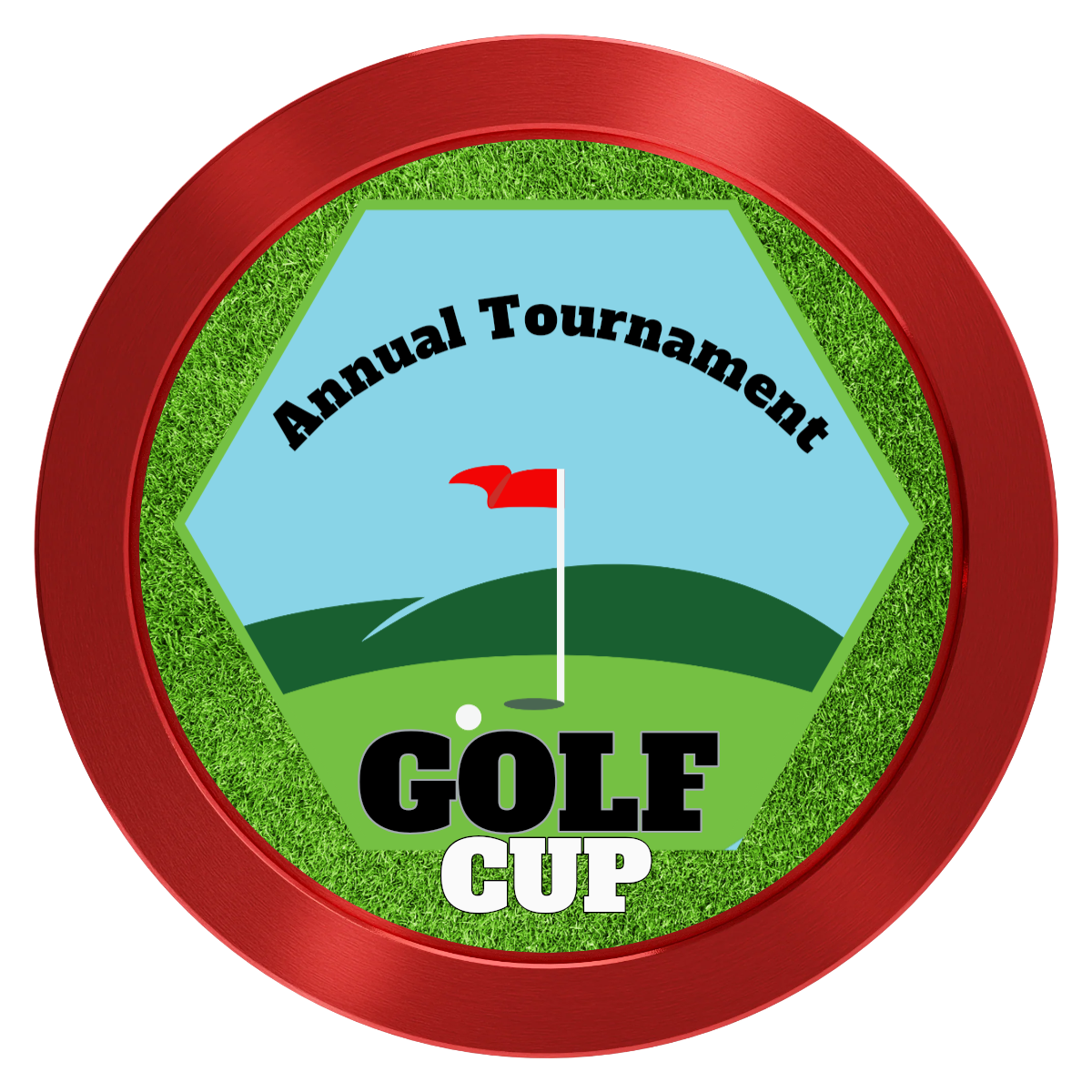 Golf Cup Aluminum Poker Chips - Red - Front