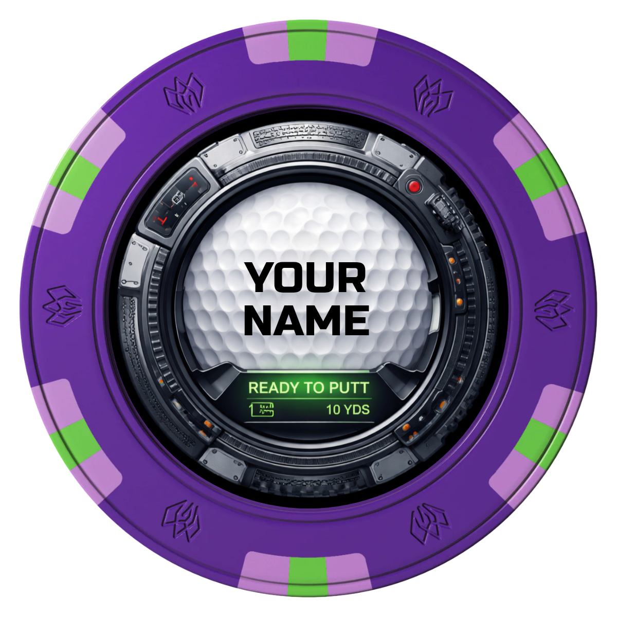 Auto Marked IV Clay Poker Chips - Purple / 6 Spot Gem / 40mm - Front