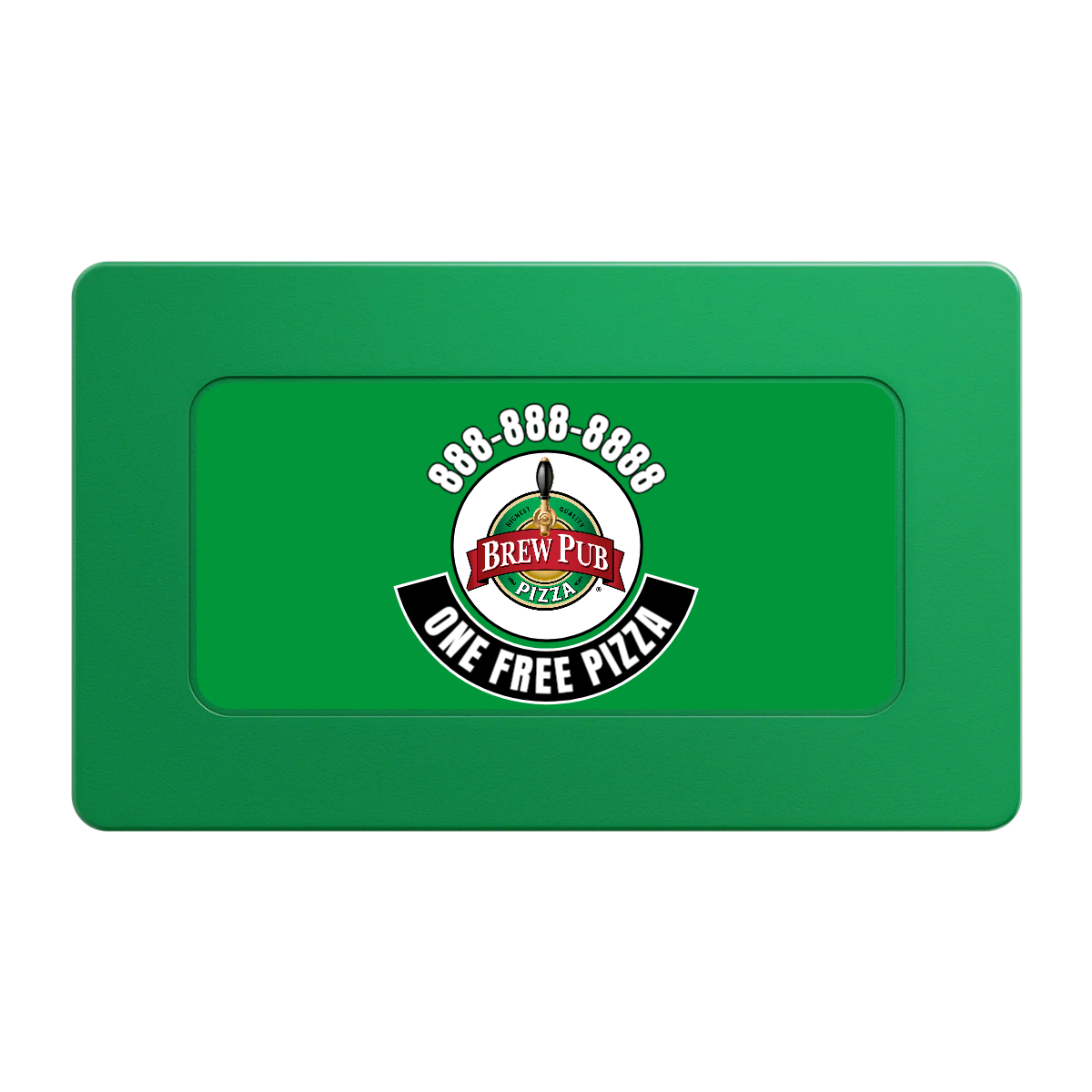 Brew Pub or Pizzeria with Logo Rectangular Poker Chip Plaques - Green - Front