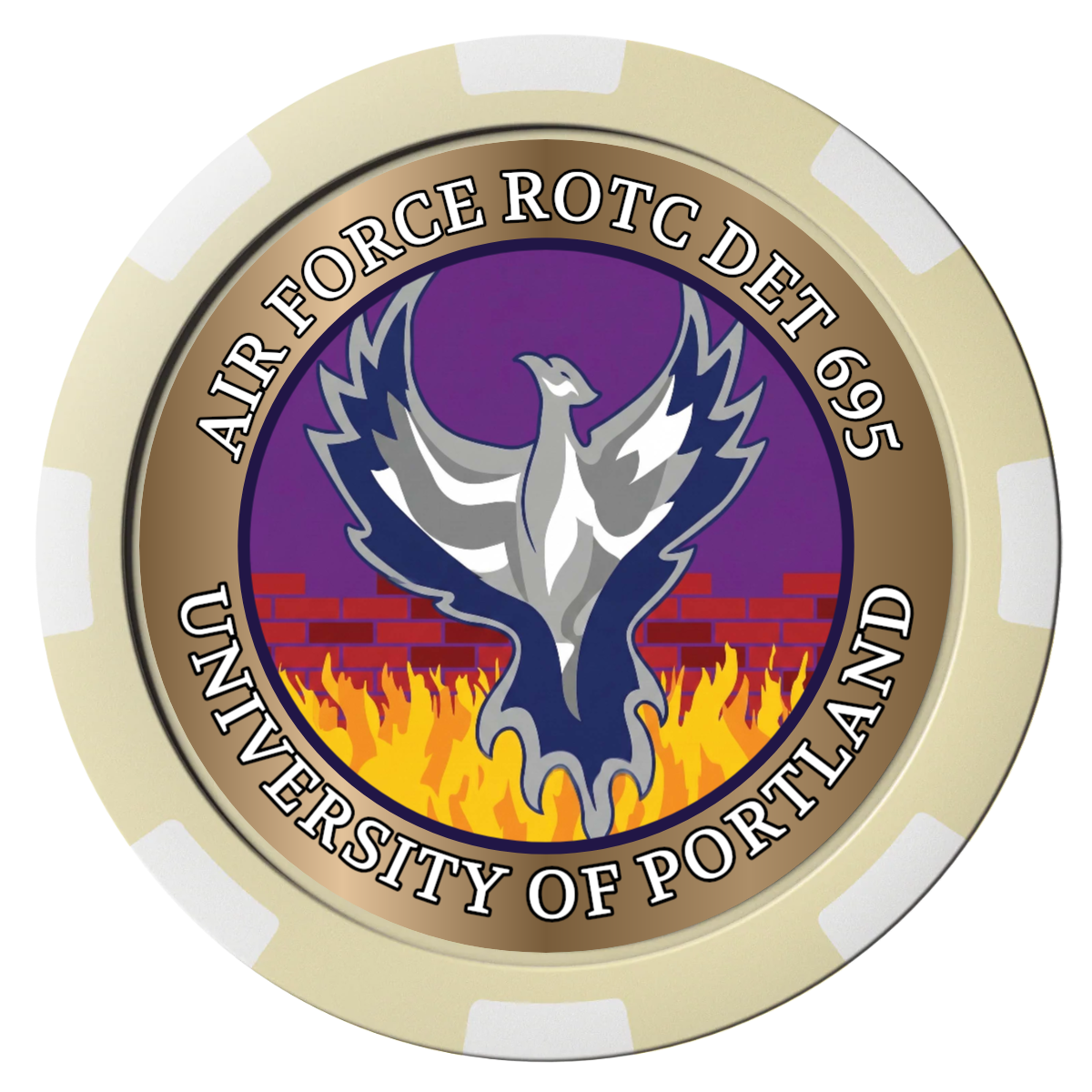Air Force ROTC Det 695 Magnetic Composite Poker Chips - Ivory / 8 Spot - Front