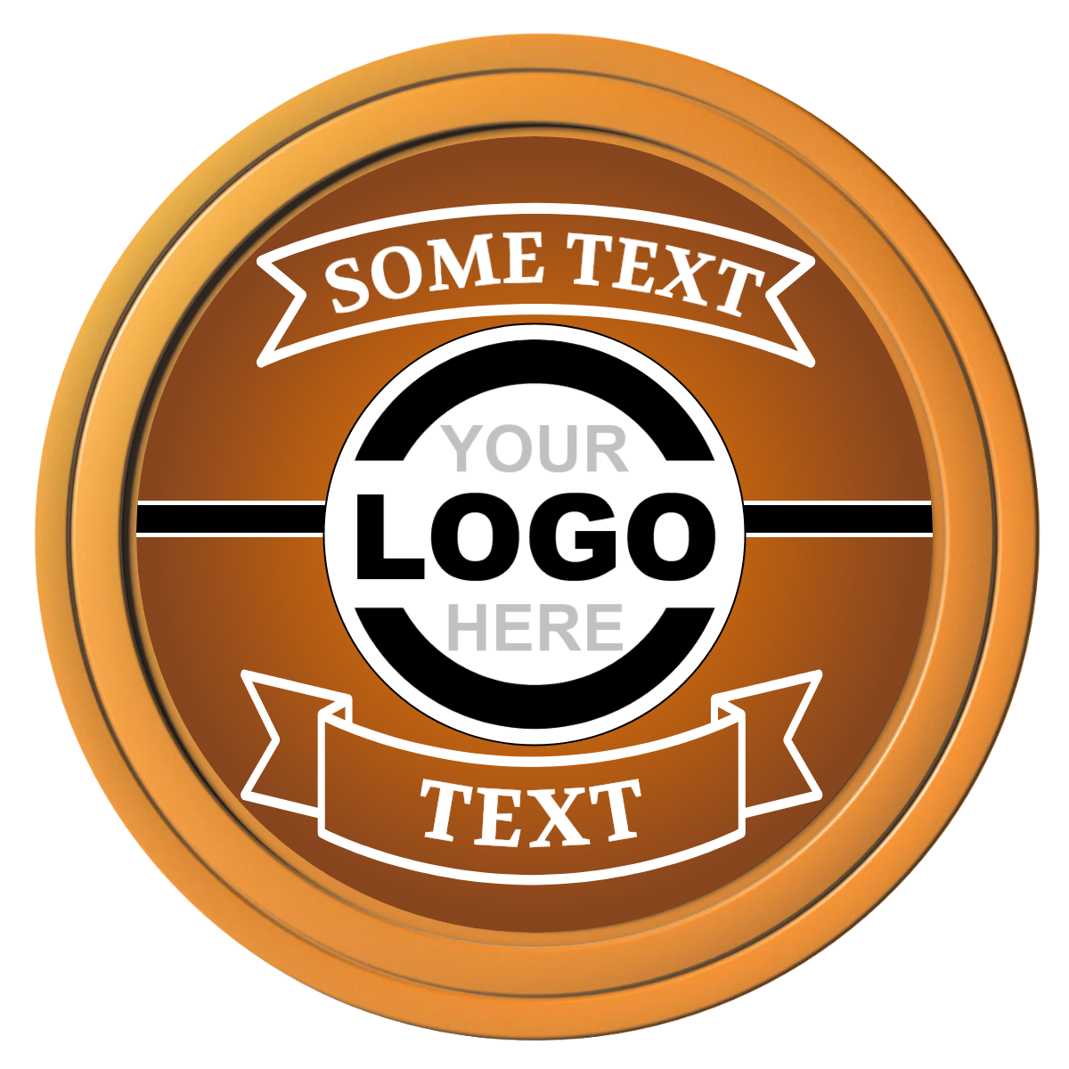 Double Banner Composite Poker Chips - Orange / Solid - Front