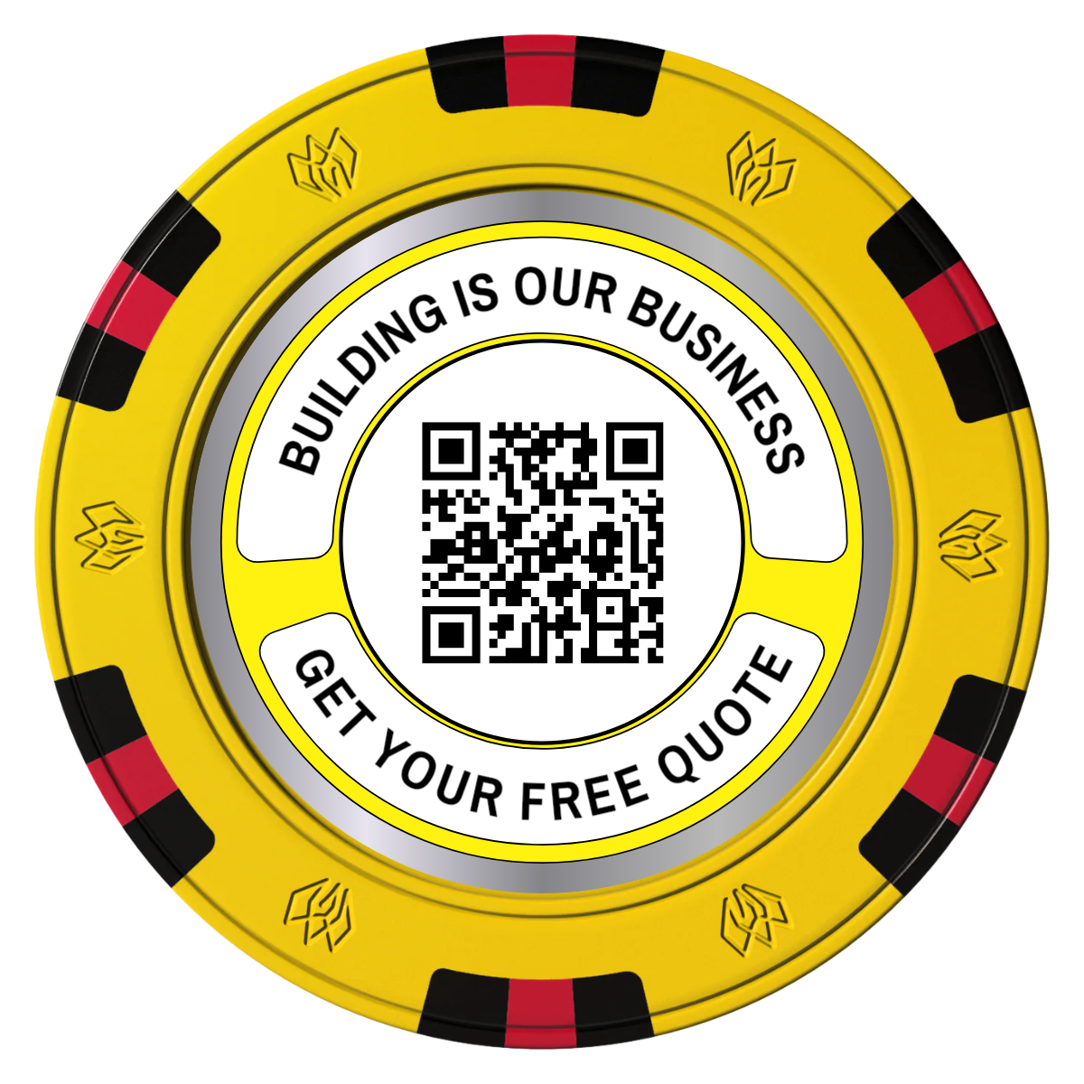 Acme Construction Clay Poker Chips - Yellow / 6 Spot Gem / 43mm - Front