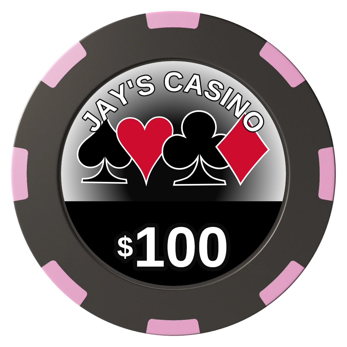 Jay's Casino Clay Poker Chips - Black / 8 Spot (2 Tone) / 40mm - Back