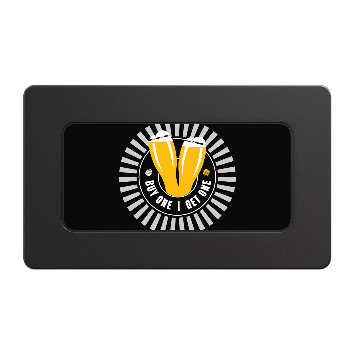 Double Pint Rectangular Poker Chip Plaques - Black - Front