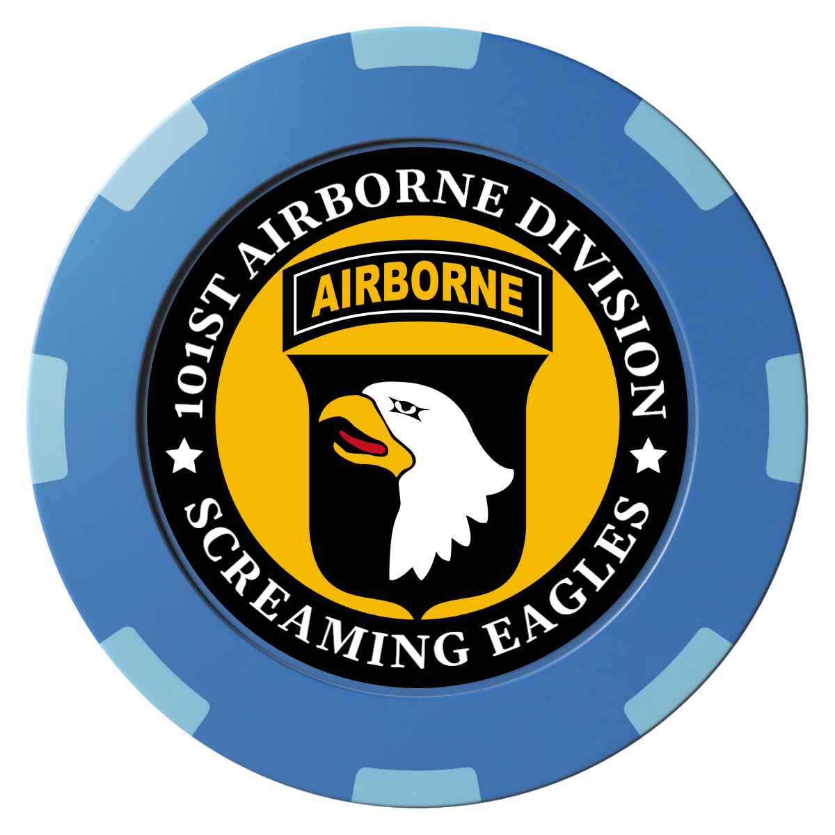 Army Airborne Clay Poker Chips - Blue / 8 Spot (2 Tone) / 40mm - Back