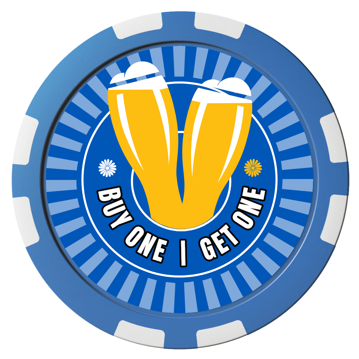 Double Pint Composite Poker Chips - Blue / 8 Stripe - Back