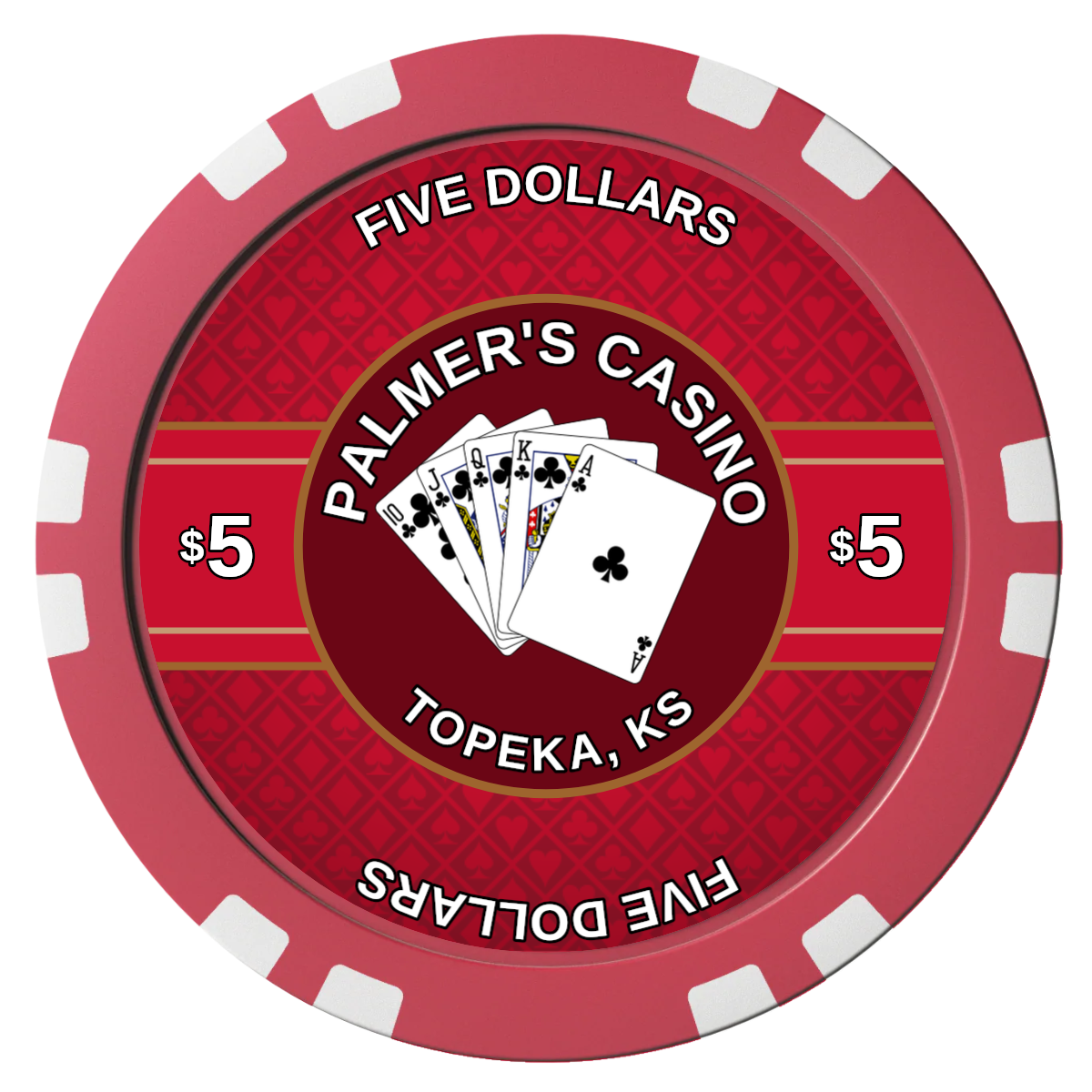 Palmer's Casino Composite Poker Chips - Red / Double Stripe - Front