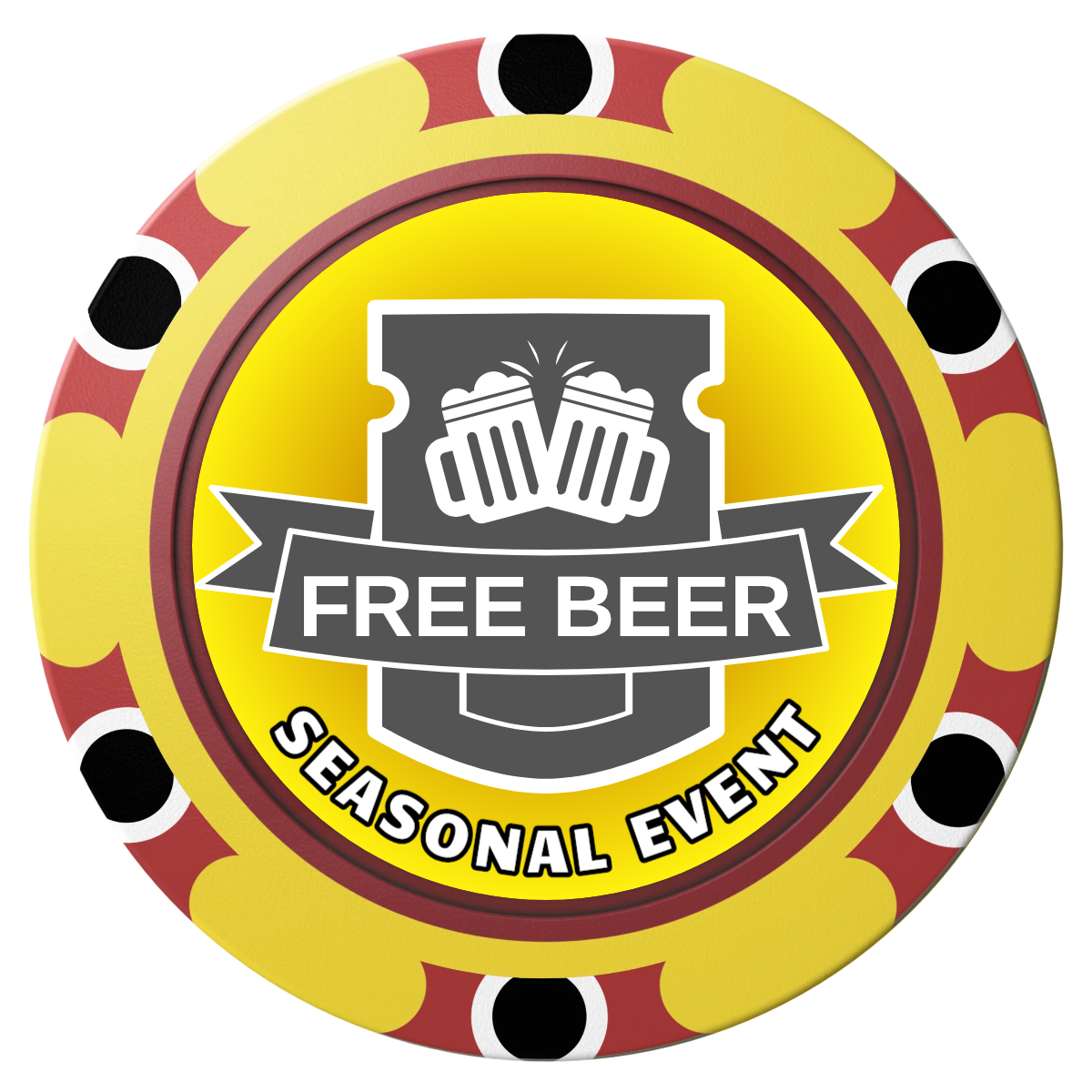 Craft Beer #001 Clay Poker Chips - Yellow / Monte Carlo / 40mm - Front