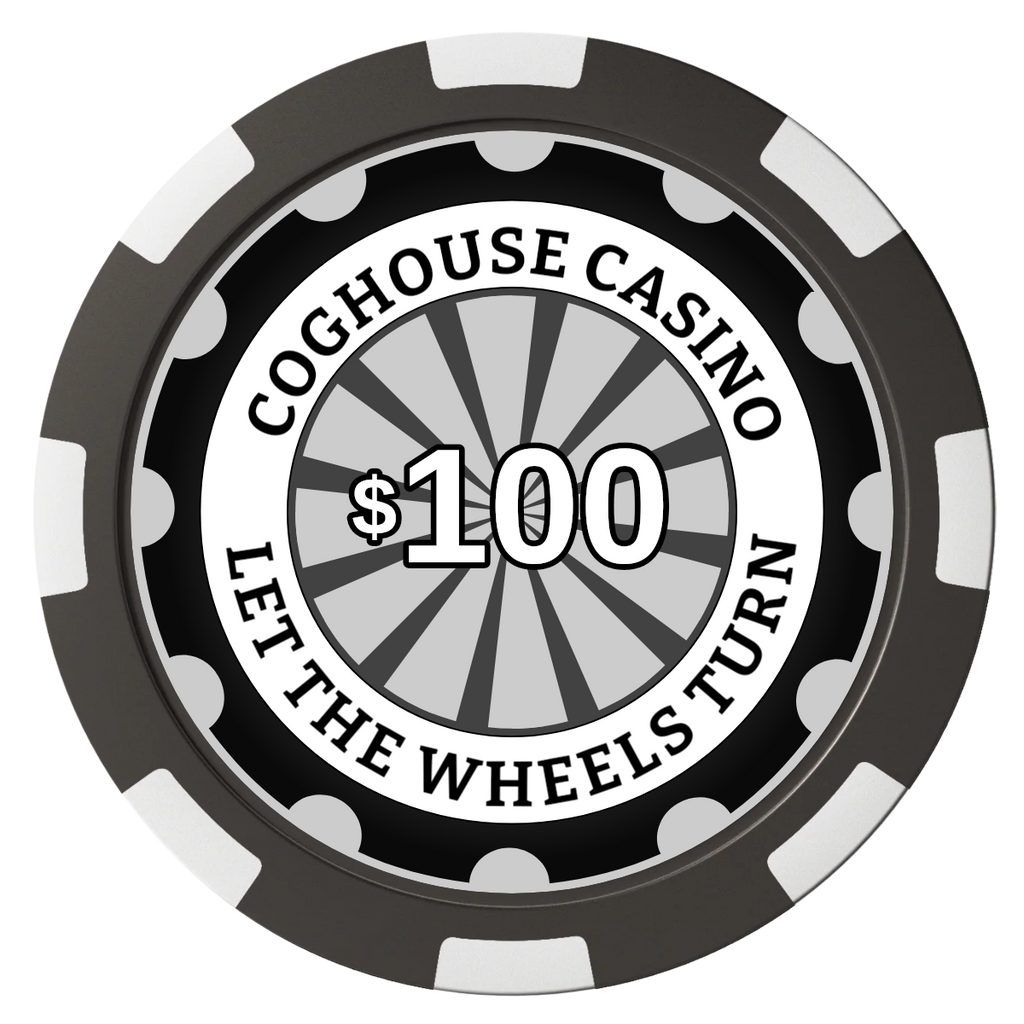 Cog House Composite Poker Chips - Black / 8 Spot - Back
