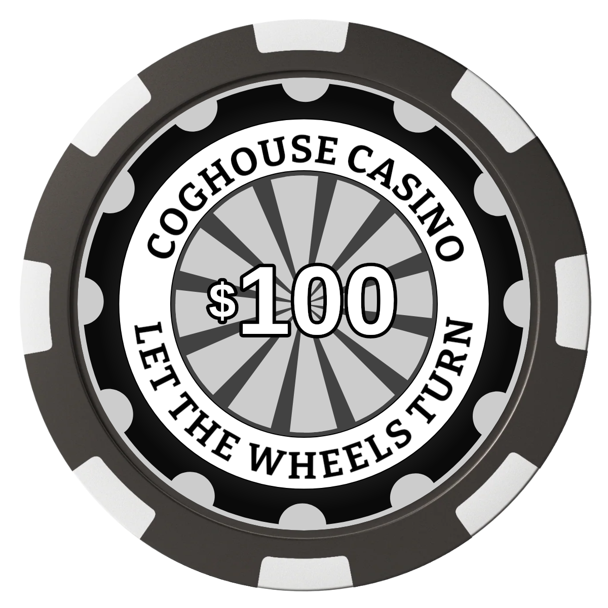 Cog House Composite Poker Chips - Black / 8 Spot - Back