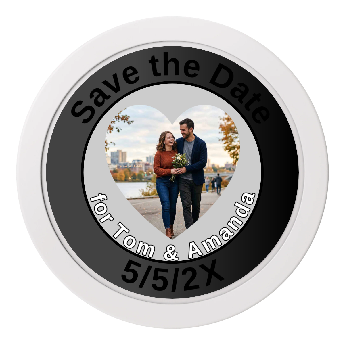 Save the Date #01 2" Oversized Poker Chips - White - Front