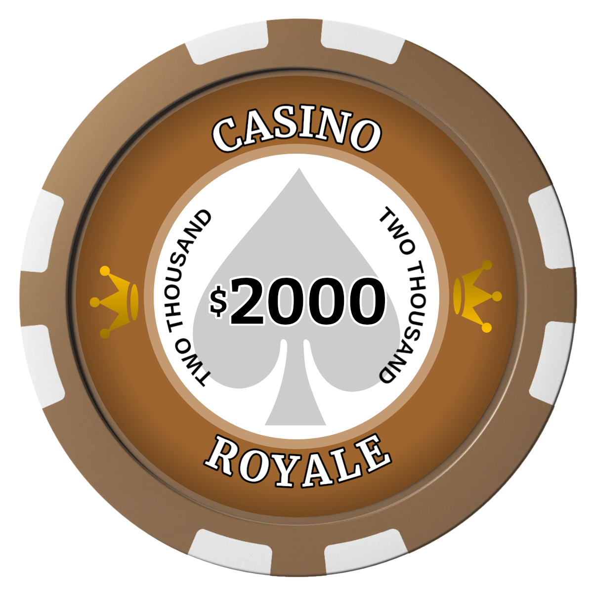 Casino Royale Composite Poker Chips - Brown / 8 Stripe - Front