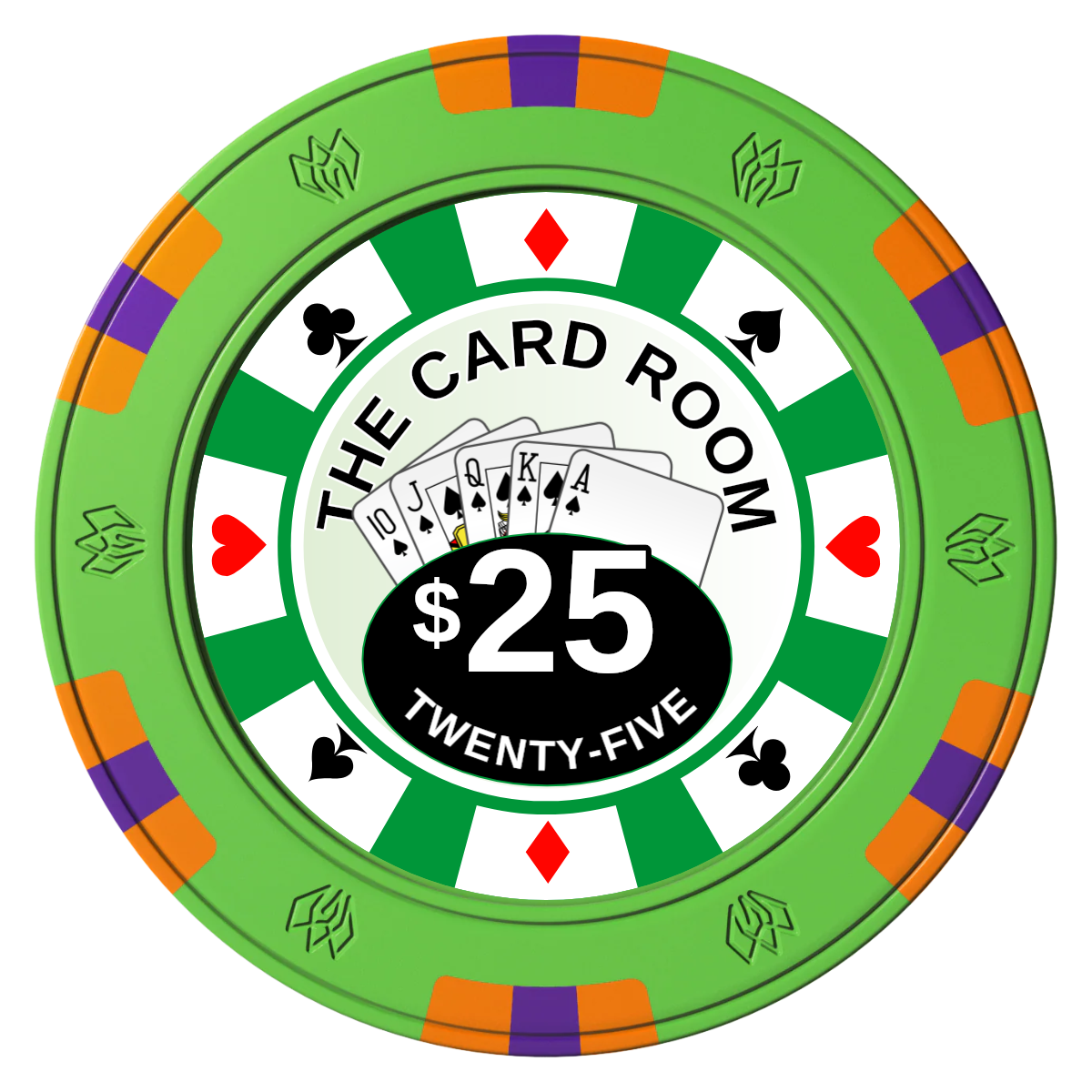 A Suitable Design Clay Poker Chips - Green / 6 Spot Gem / 40mm - Back