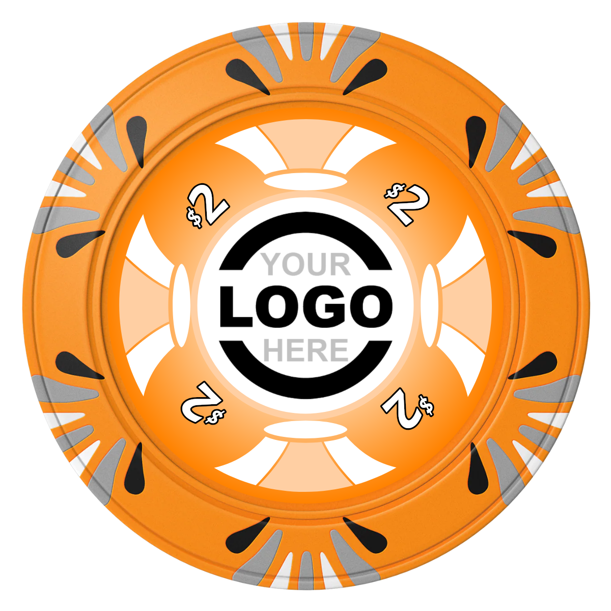 Alan Baker 4-2S A Clay Poker Chips - Orange / Macau / 40mm - Front