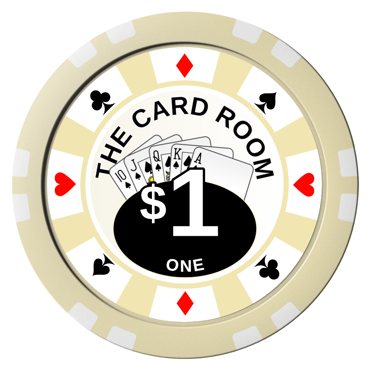 A Suitable Design Composite Poker Chips - Ivory / Double Stripe - Front