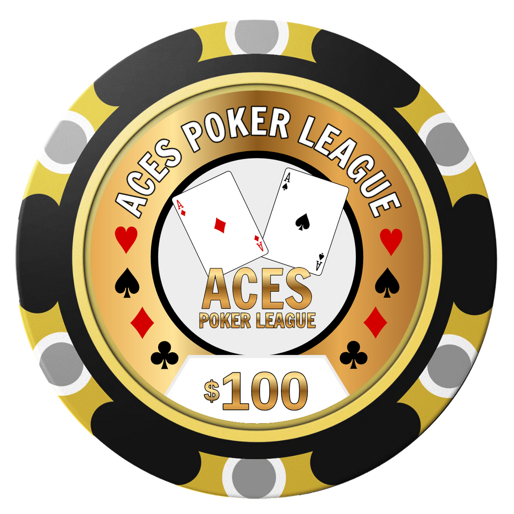 Aces Poker League Clay Poker Chips - Black / Monte Carlo / 40mm - Front