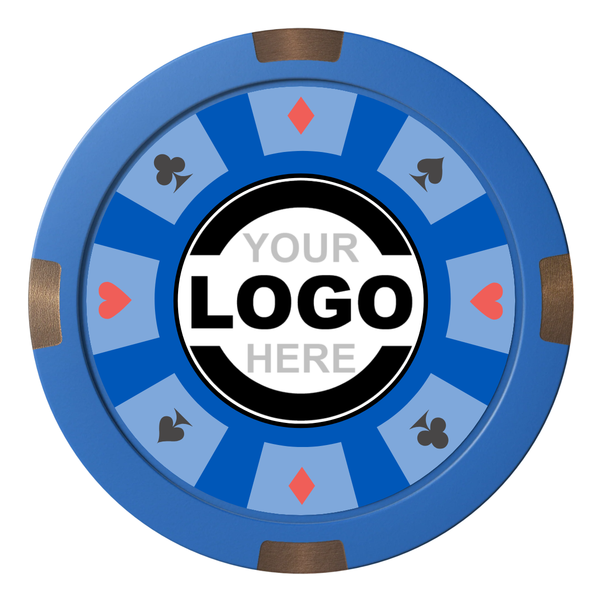 Suit 8 Your Logo Composite & Metal Hybrid Poker Chips - Blue - Front