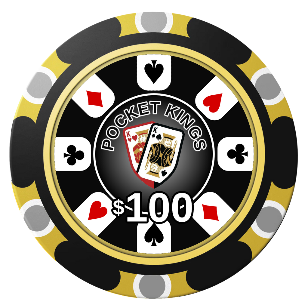 Pocket Kings Clay Poker Chips - Black / Monte Carlo / 40mm - Front